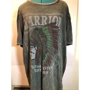 Jeanius Warrior Native American Print T-Shirt Gray Size 2XL